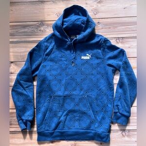 Puma Men's Patterned Blue Hoodie